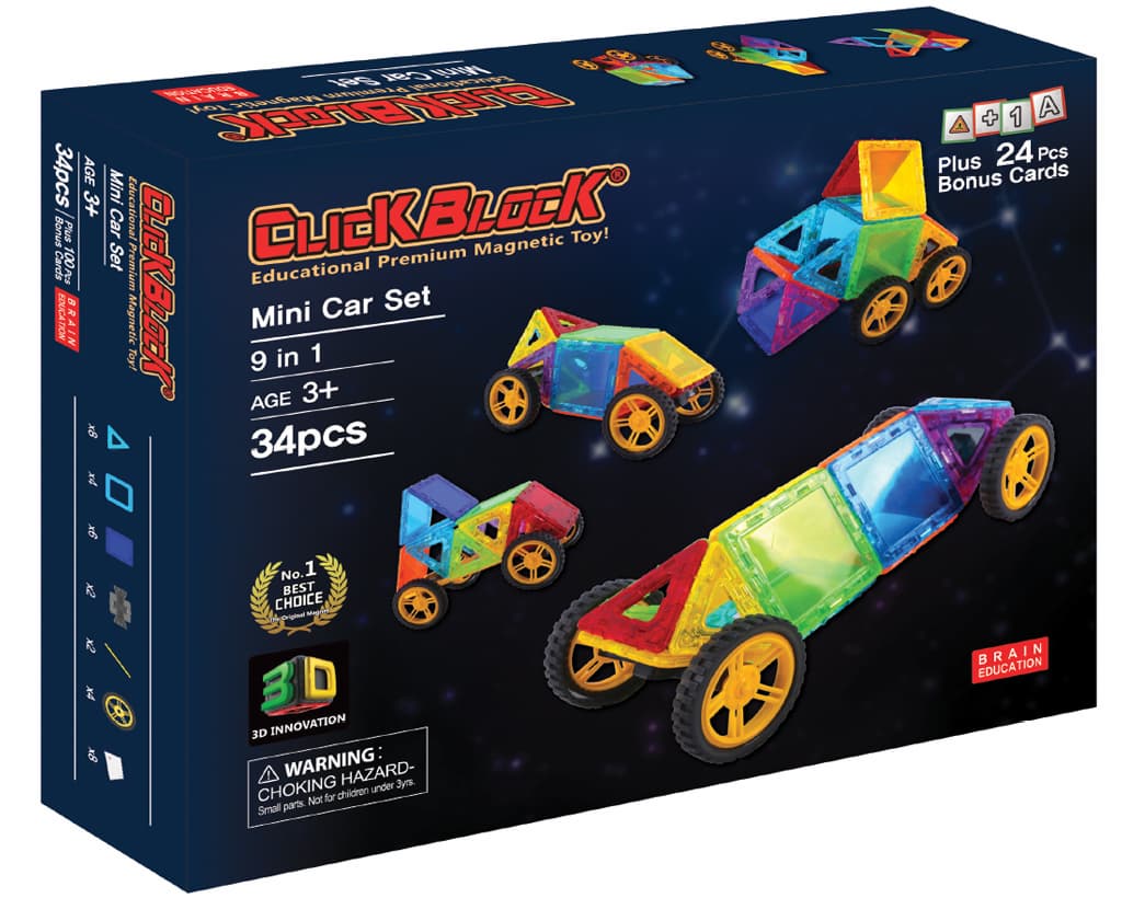 Click Block_ Magnet educational toy 2D Mini Car Set 34pcs